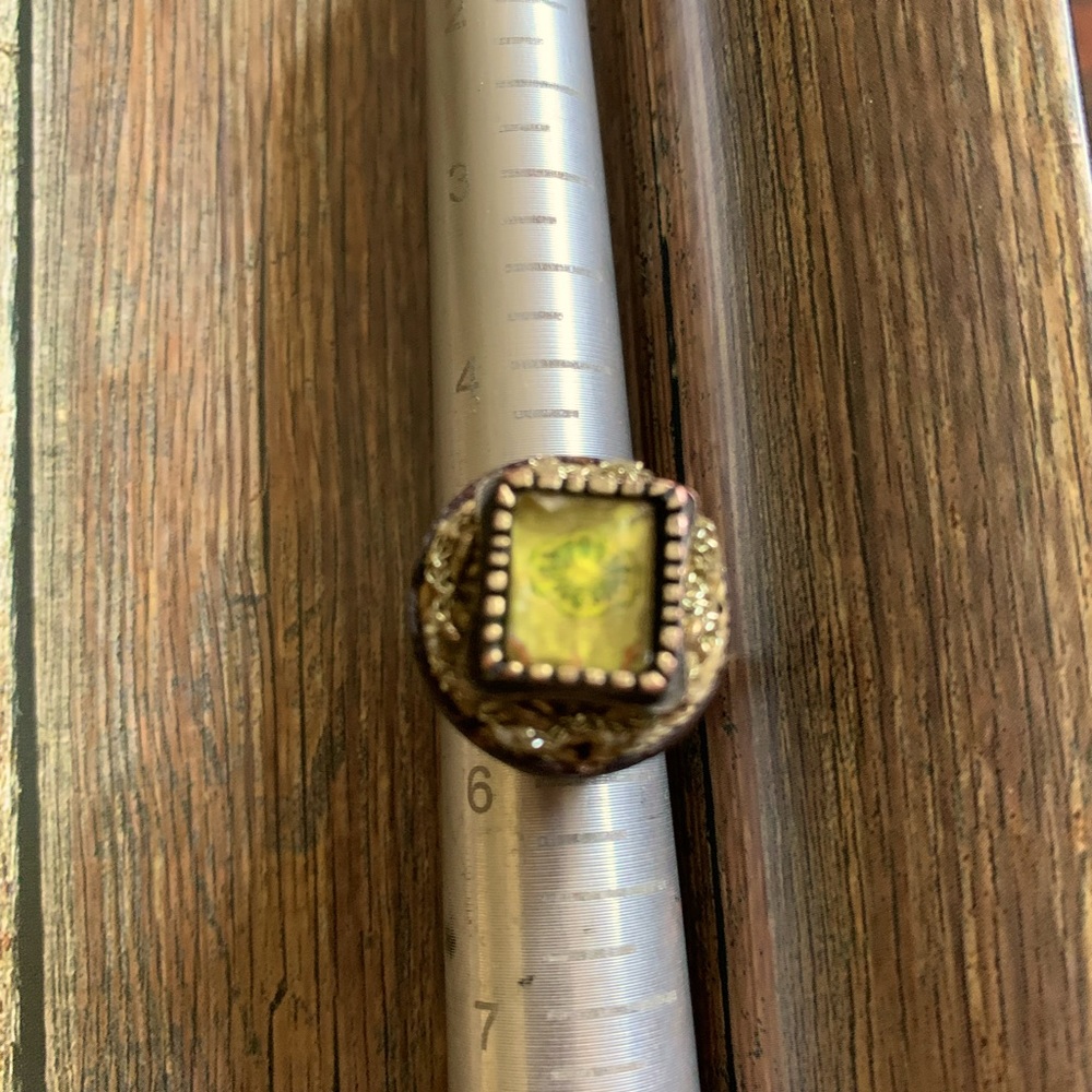 Stacked pressed flower ring